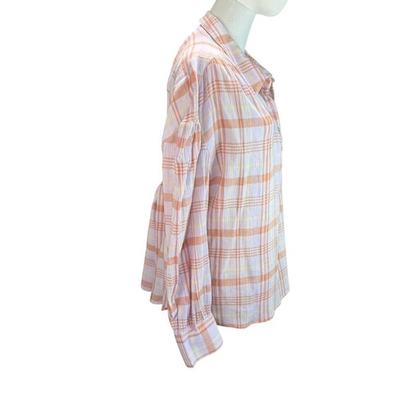 Faherty Legend Organic Cotton Plaid Button-Down Shirt XXL NWT Peach Lilac Yellow - Picture 4 of 6